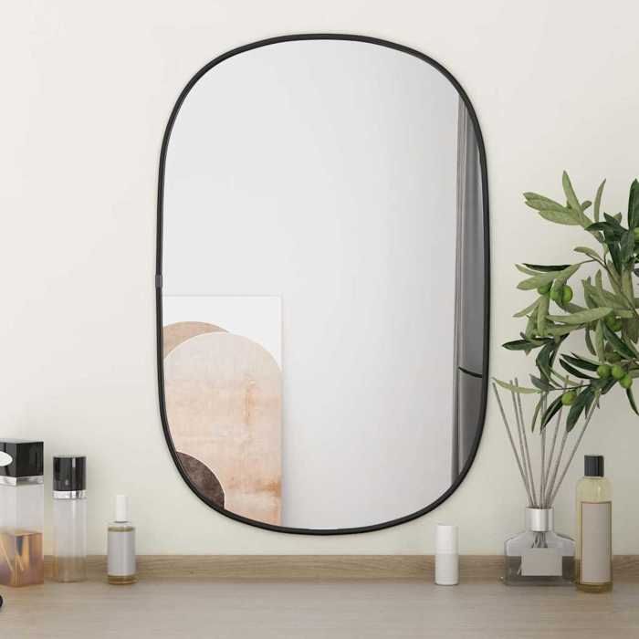 Miroir Mural VidaXL Noir 60x60 Cm - Métal, Pour Salle De Bain Ou Coiffeuse, Neuf Sous Emballage