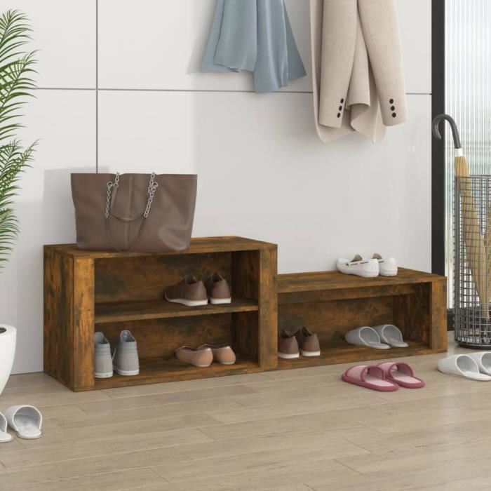 816917 vidaXL Armoire à chaussures Chêne fumé 150x35x45 cm Bois dingénierie