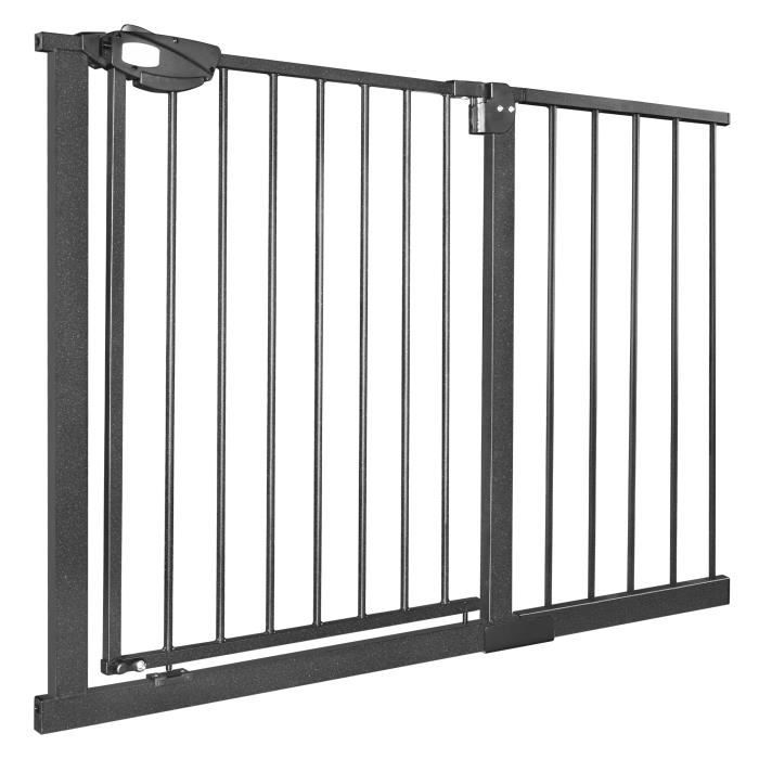 Barrière de protection, pour escaliers sans perçage, Pour enfant, 105-115 cm de large, Fermeture automatique, En métal - Noir