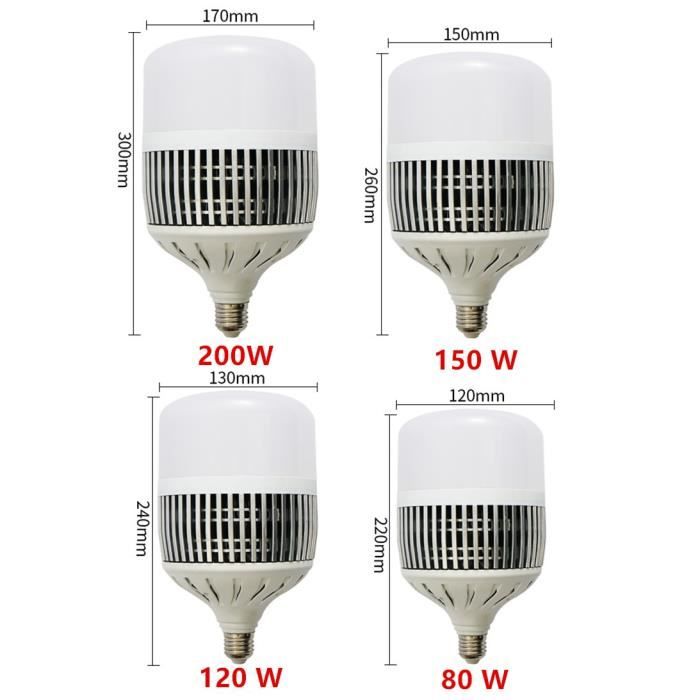 Ampoules LED E40 50W Lumière LED Blanc Froid 6500K,4400LM, AC 85-265V