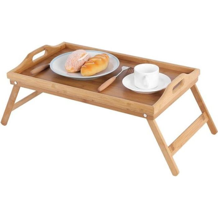 Relaxdays Plateau de Lit petite table de petit-déjeuner en bambou