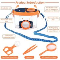 TOPJOWGA 12PCS Boîte Loupe À Insecte + 3Pcs de pincettes, Conteneur à