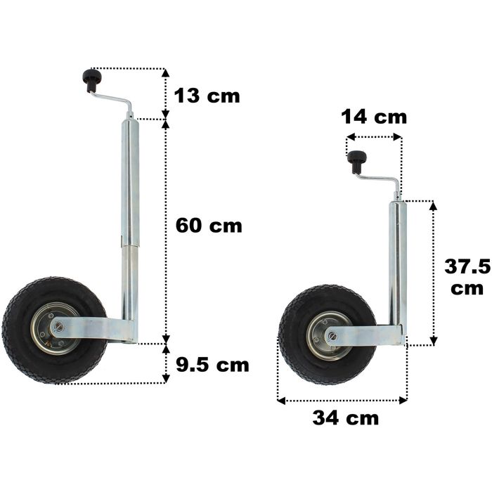Vente ROUE JOCKEY REMORQUE (sans support) 225 X 65 MM CHARGE : 300 KG D=60  mm 1FK0717A 0717A Trailers Equipment 0717A
