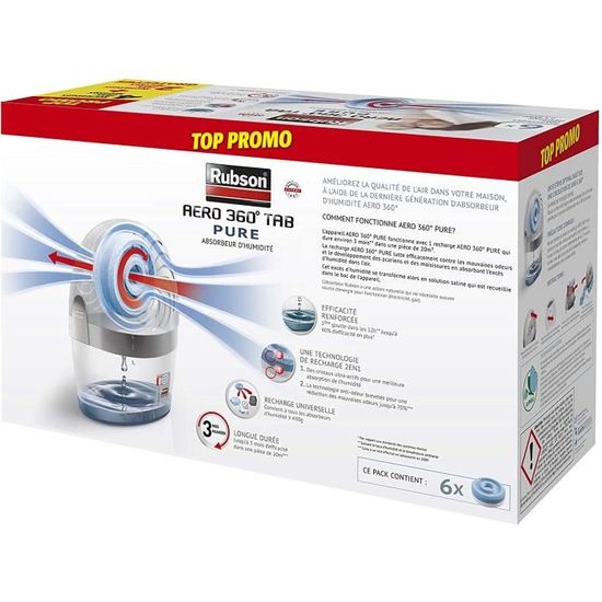 Recharges Déshumidificateur Rubson AERO 360° - Lot De 8 Tablettes 450g (4 Neutres, 2 Lavande, 2 Fleurs Sauvages) - 9
