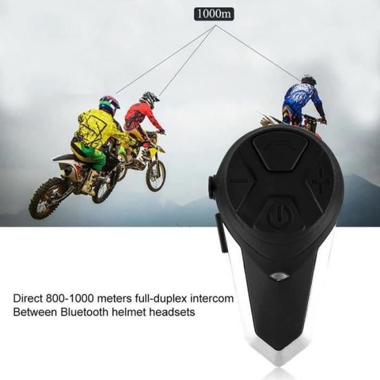 Kit oreillette casque moto 1000m Bluetooth talkie-walkie sans fil
