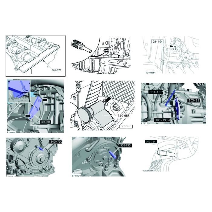 Kit Outil Réglage Moteur CCLIFE Pour Courroie Distribution - Compatible Ford, PSA, Mazda, Volvo