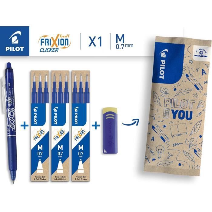Stylo Pilot Stylos Roller Pilot Frixion Ball - Encre Effaçable - Lot 3 Bleu - Pointe 0.7mm Encre Frixion Bleu