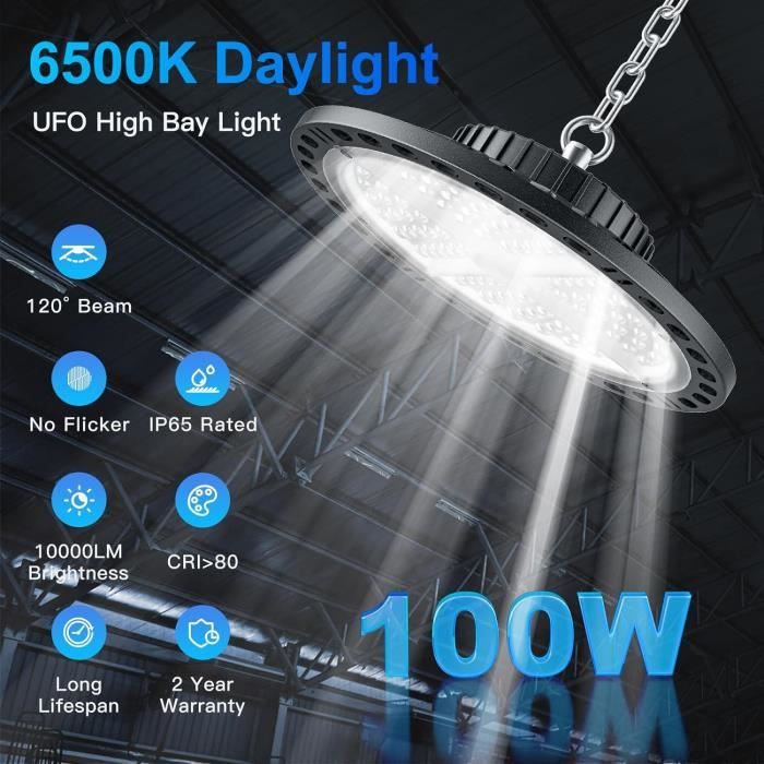100W LED UFO ,Projecteur LED Lampe Industriel LED Extérieur Blanc