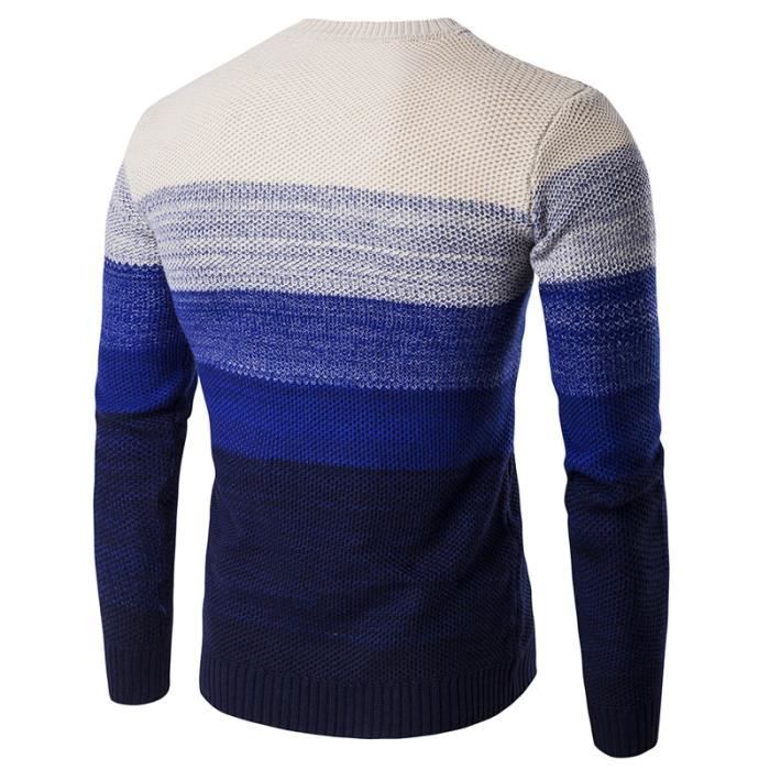 Nouveau look Pull homme textur fine ronde color Vert L