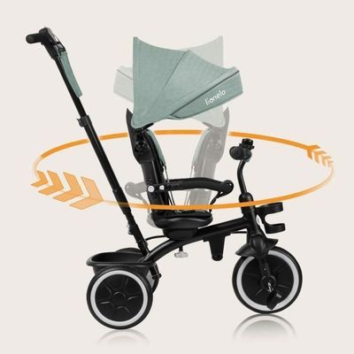 LIONELO Tris Tricycle Évolutif 2-en-1 – Vélo Bébé Poussette Dès 18 Mois Jusqu’à 5 Ans (25 Kg), Siège Pivotant 180°, Roue Libre, Sac & Porte-gobelet