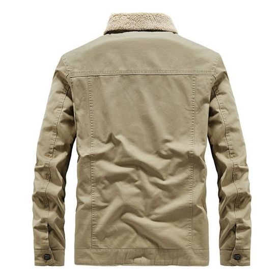 Voqeen Veste Homme Blouson Homme Hiver Doublée En Polaire Manteau Cargo Militaire à Col Rabattu Blouson De Camionneur Chaude Et Décontractée Pour L'extérieur