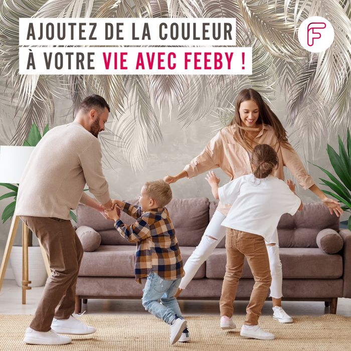 Feeby Tableau Sur Toile Feuilles De Palmier Sur Marbre Doré - Décoration Murale 60x40cm Pour Chambre Salon Bureau