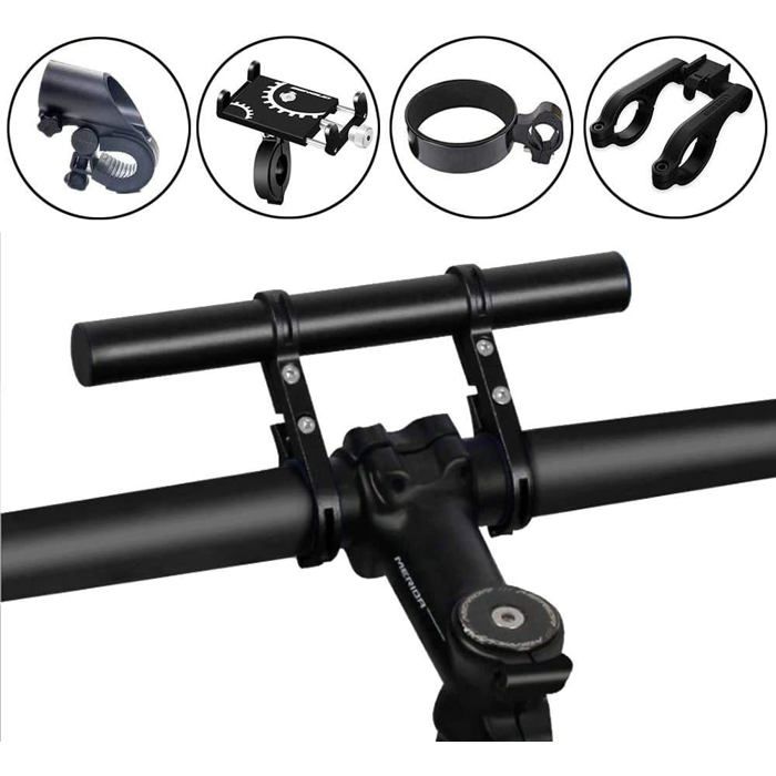 Extension Guidon Vélo 20cm Alliage Aluminium Support Lampe/Indicateur