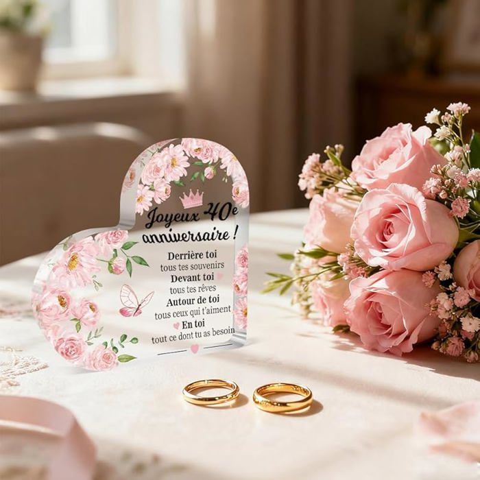 Cadeau Anniversaire 40 Ans Femme, Cadeaux Personnalisé Femme 40 Ans, Tasse à Café En CéRamique De 400ml Avec Impression D'Or, Idee Cadeau Femme, Boîte