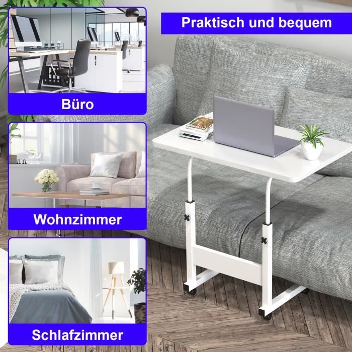 HUOLE Table De Lit Pour Ordinateur Portable,Table De Lit Avec Roulette, Réglable En Hauteur,Bureau HUOLE Table De Lit Pour Ordinateur Portable,Table De Lit Avec Roulette, Réglable En Hauteur,Bureau