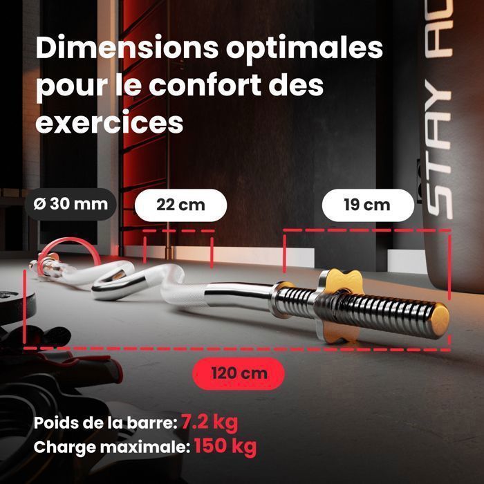 Kit Haltères Hop-Sport 105 Kg – Barres 167 Cm, SZ 120 Cm, 2 Courtes 45 Cm – Disques 31 Mm, Revêtement Plastique