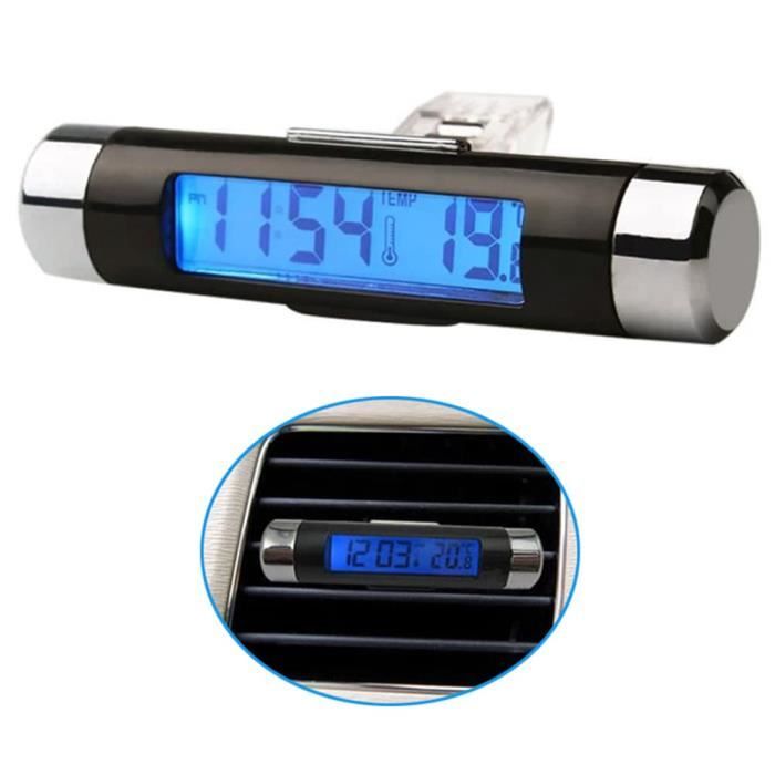 Auto Thermometer Voltmeter Uhr, 2 in 1 Auto Fahrzeug Innenraum Mini  elektronische Uhr LED Digitaluhr Thermometer Voltmeter