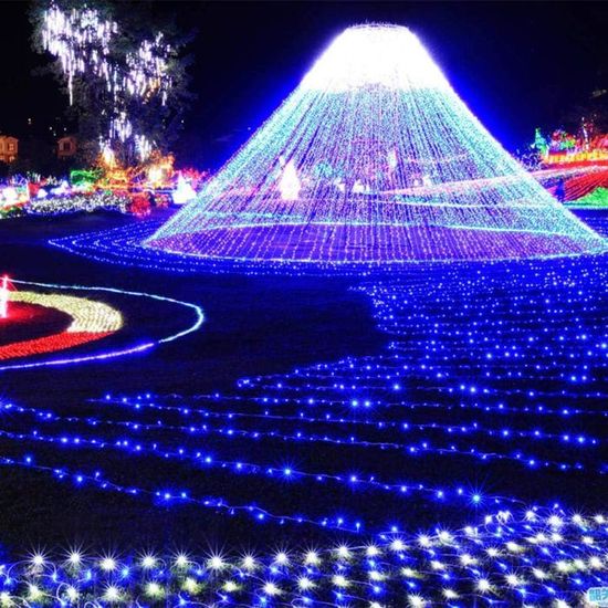 Guirlande LED Bleue 100 Mètres Avec 1000 Lumières - 8 Modes D'effets - PVC Vert - Pour Noël, Fêtes Et Décorations Extérieures