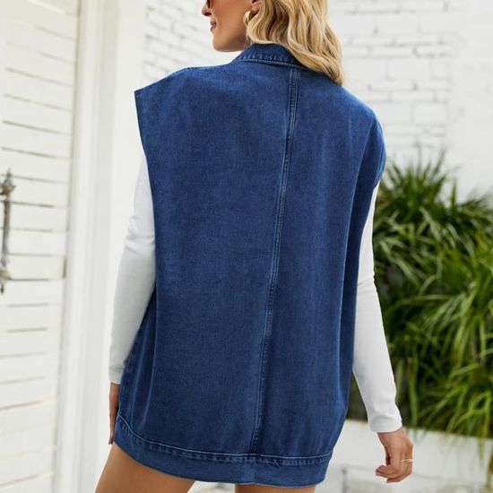 Gilet Décontracté En Jean Pour Femme - Coupe Ajustée Sans Manches Plusieurs Coloris