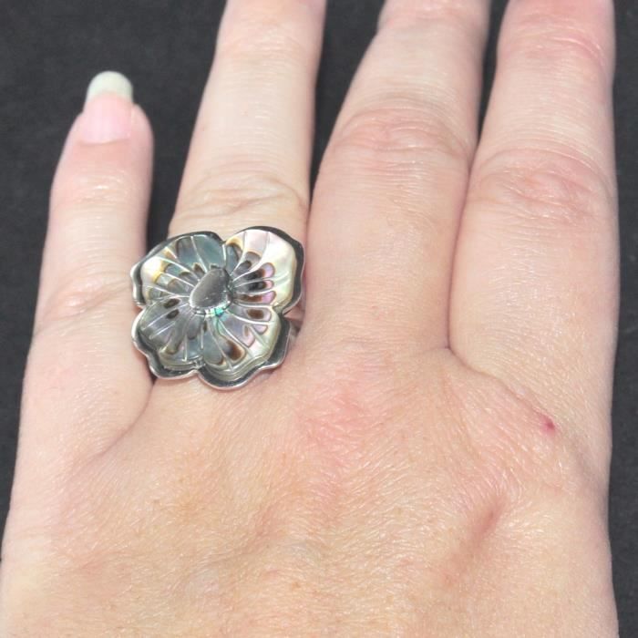Bijou Bague argent poincon 925 signe KENZO fleur nacre modele Capucine T 54 Achat Vente bague anneau Femme Adulte Argent Argente Cdiscount