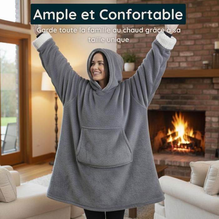 Sweat Plaid Polaire Plaid Capuche Adulte Plaid Pull Sweat à Manche