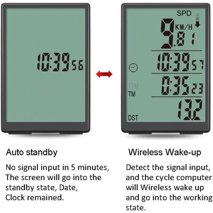 AIDNTBEO Compteur de vitesse de velo sans fil etanche avec grand ecran 78 x 51 x 18 mm Voir image175 Cdiscount Sport