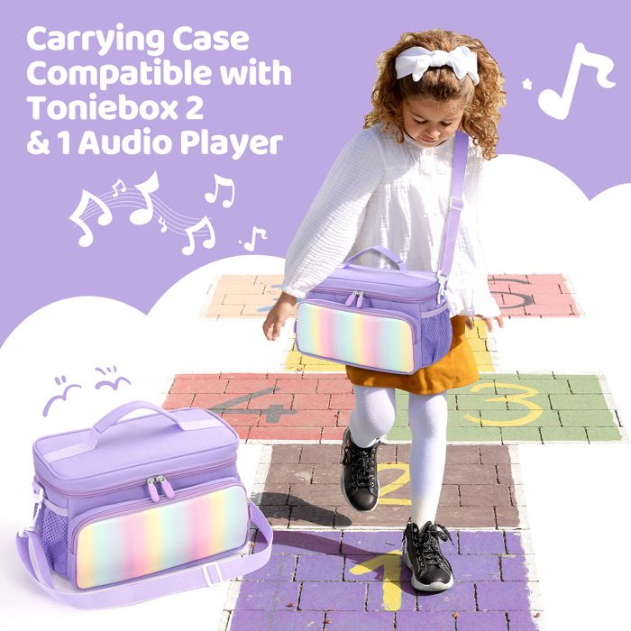 Sac de rangement portable en feutre pour lecteur Toniebox, kit de démarrage violet