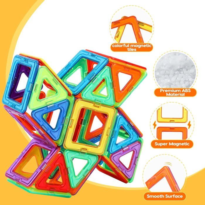 150 Pièces Blocs Magnétiques 3D Colorés – Jeu De Construction Éducatif STEM Pour Enfants +4 Ans – Imagination Sans Limite
