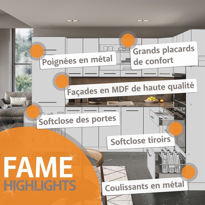 Elément haut de cuisine Fame-Line, 30cm, Bleu foncé brillant, Anthracite, Vicco - Maison