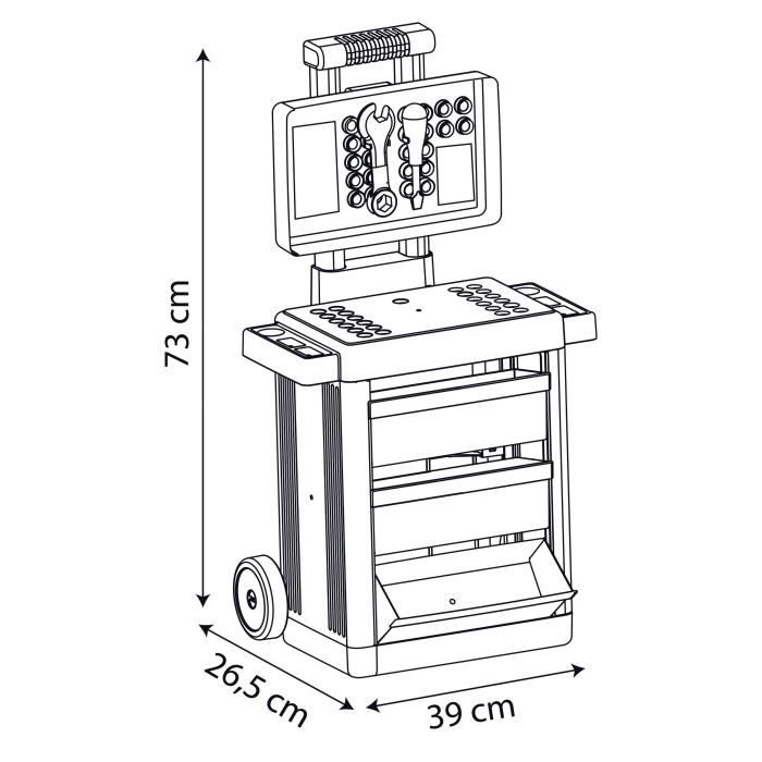 Smoby Facom Servante De Bricolage Enfant – 31 Accessoires – Poignée De Transport Et 2 Roues – Fabrication Française