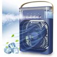 Climatiseur portable 4 en 1-Mini ventilateur de refroidissement personnel avec spray de brume d'eau-3 vitesses-Bleu