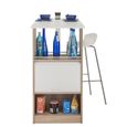 Meuble Rangement De Cuisine Chene Avec Table Coloris Blanc