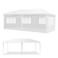 COSTWAY Tonnelle de Jardin Imperméable 3x6M-4 Parois Amovibles-Fenêtre Transparente-2 Entrées de Porte-Fêtes,Mariage,BBQ de Plage-0