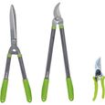 Lot 3 outils de jardinage coupants : secateur 8 + cisaille haies + coupe branches-0