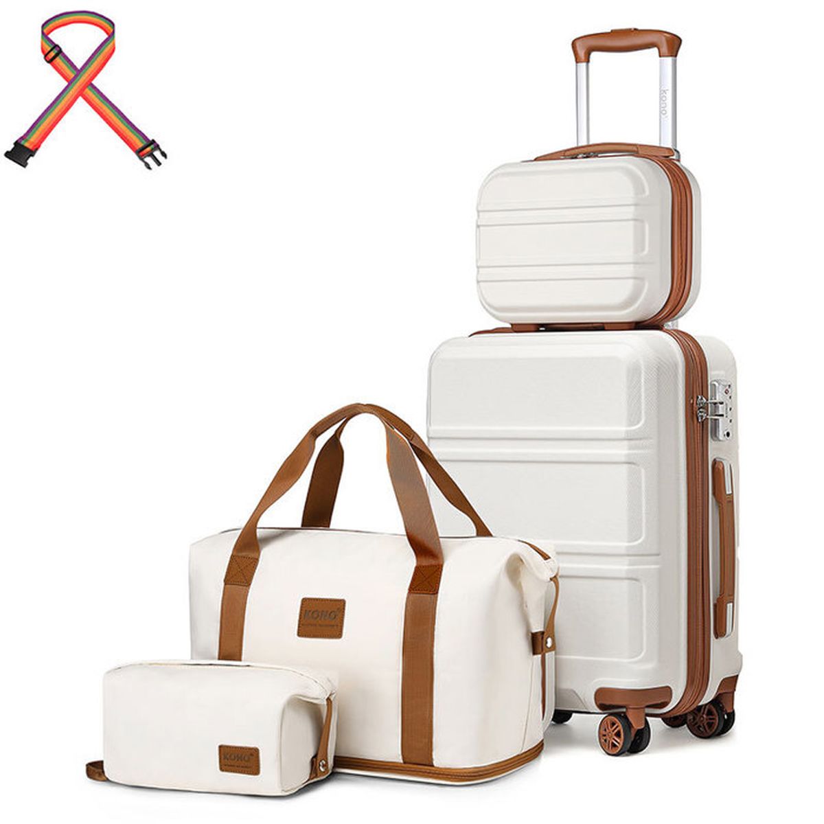 Kono Set de 4 Valises de Voyage Rigide Bagage Cabine 55cm ?� 4 roulettes avec Serrure TSA 