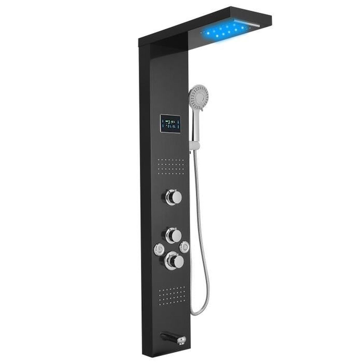 ABYS Colonne de douche hydromassante noire 4 jets + 1 LED