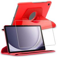 ebestStar ® pour Samsung Galaxy Tab A9+ (2023) SM-X210 - Housse PU Cuir Rotatif 360 + Film protection écran en VERRE Trempé, Rouge