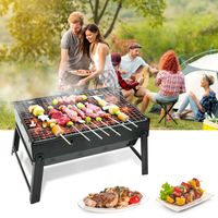 SUMOSUMA Barbecue au charbon de bois portable avec Support Pliable Inox BBQ Grille pour 6 personnes - 35x27x20cm