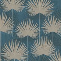 World of Wallpaper Calypso Feuille Papier Peint Bleu-Or (AF0009-BUR)