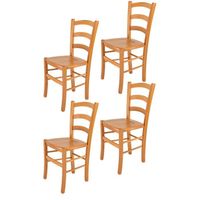 Tommychairs - Set 4 chaises cuisine VENICE, robuste structure en bois de hêtre peindré en couleur miel et assise en bois