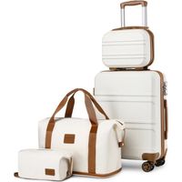 Kono Set de 4 Valises de Voyage Rigide Bagage Cabine 55cm à 4 roulettes avec Serrure TSA + Portable Vanity Case+Pliable Sac de