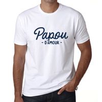 Homme Tee-Shirt Papou D'Amour T-Shirt Vintage Blanc XL