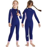 2.5MM Néoprène Combinaison Plongée Enfants Filles Thermique UV 50+ Maillot de Bain Ultra Stretch Wetsuit pour Surf Natation Bleu-M