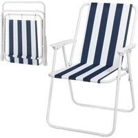 WOLTU 1x Chaise de Camping Pliante, Chaise Légère pour l'Extérieur, Chaise de Pêche avec Accoudoirs, Blanc+Bleu W0ETT0111