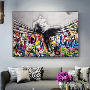 JACBON Toile Peinture Éléphant Street Art Graffiti 40x60cm - Affiche Murale Moderne Sans Cadre