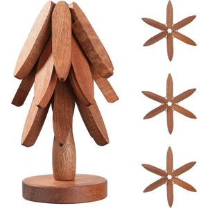 Lot De 4 Dessous De Plat En Bois Naturel Pour Sapin De Noël