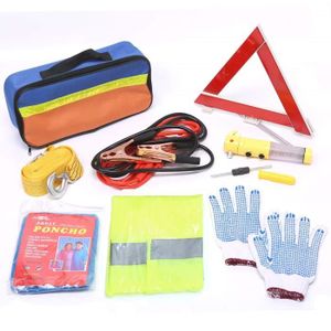 crayfomo Kit d'outils d'urgence 12 en 1 pour voiture, kit d'assistance  routière européenne avec gilet de visibilité, triangle d'avertissement,  corde