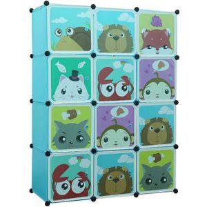 Armoire Rangement Enfant BRIAN & DANY - 8 Cubes Modulables - Motifs Animaux - Rose