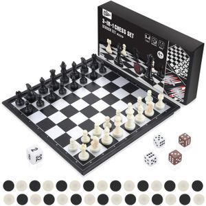 Portable d'échecs-Set Jeu-Jeu avec roll-up DAMIER enfants 42,5 x 42,5 