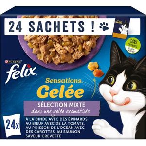 BOITES - PATÉES LOT DE 3 - FELIX - Sensations en Gelée Sélection Mixte Pâtée pour chat - boite de 24 sachets de 85 g